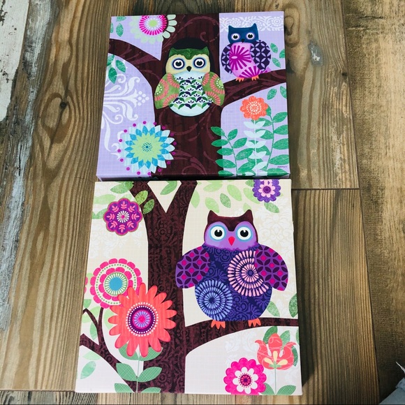 Other - (2) Owl canvas paintings, 12x12